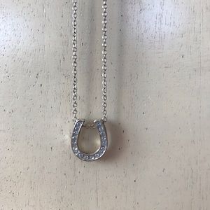 Short silver chain lucky horseshoe necklace